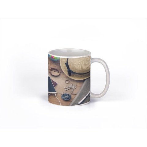 Caneca ECF Vamos Viajar Branca Porcelana 325ml