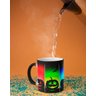 Caneca Mágica ECF Abóboras Halloween Preta Porcelana 325ml - 2