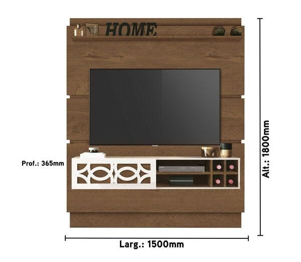 Painel para TV Zurique Naturale com Off White - EDN Móveis - 7