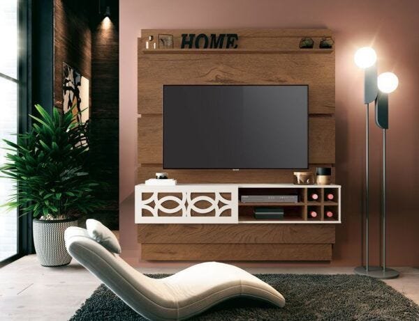 Painel para TV Zurique Naturale com Off White - EDN Móveis - 2