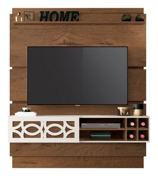 Painel para TV Zurique Naturale com Off White - EDN Móveis - 1