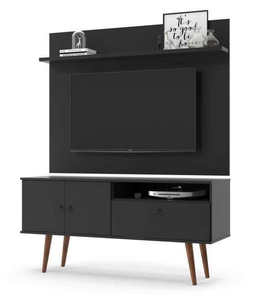 Rack com Painel Topázio Preto - Patrimar Móveis - 1
