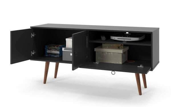 Rack com Painel Topázio Preto - Patrimar Móveis - 3