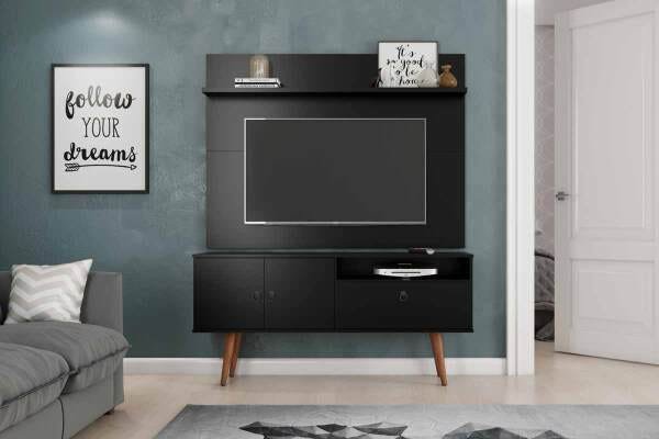 Rack com Painel Topázio Preto - Patrimar Móveis - 2