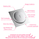Ver imagem 4 de Ralo Click Mágico Inteligente Quadrado 15x15 Cromado Banheiro Lavabo Irc01