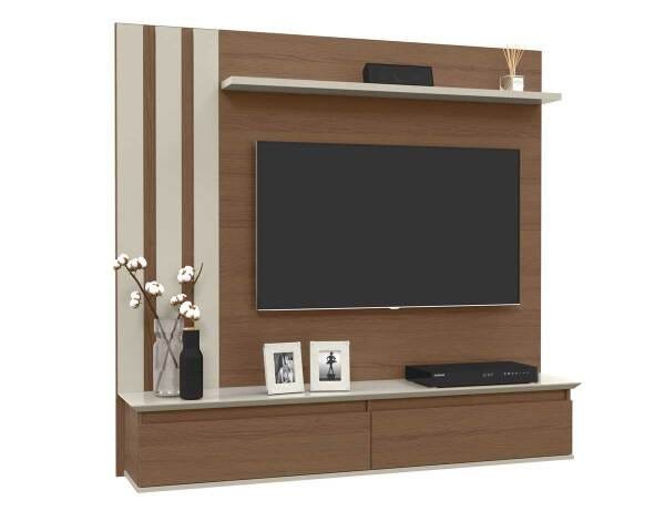 Painel para Tv Trend Canelato com Off White - Patrimar Móveis - 1