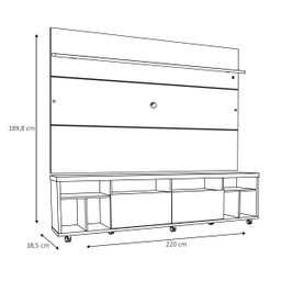 Rack com Painel Arizona 220cm 1T Off White - Móveisaqui - 7