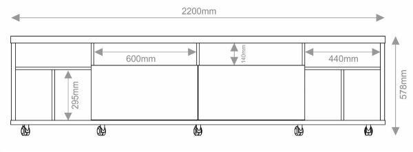 Rack com Painel Arizona 220cm Branco Brilho - Móveisaqui - 9