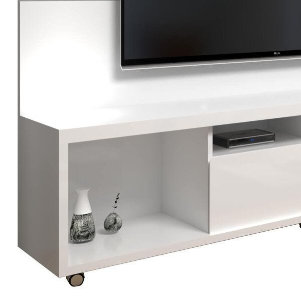 Rack com Painel Arizona 220cm Branco Brilho - Móveisaqui - 4