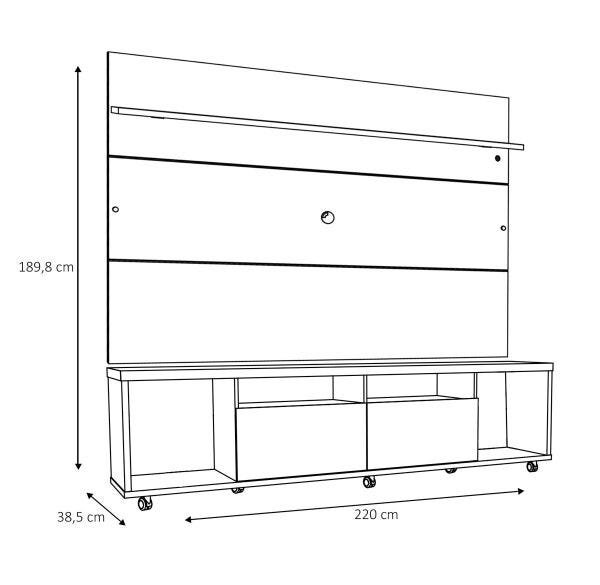 Rack com Painel Arizona 220cm Branco Brilho - Móveisaqui - 7