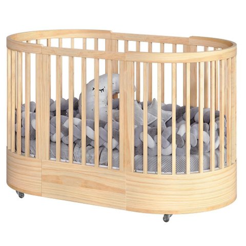 Berço Redondo Evolutivo Crescer 3 em 1 Coleção Wave Divicar - nature
