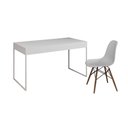 Ver imagem 6 de Mesa De Escritório Industrial Branca 137X53Cm Base Ferro Branco Com 1 Cadeira Branca