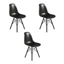Ver imagem 1 de Conjunto 3 Cadeiras Eames Tubo Ferro Preto Assento Preto