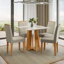 Ver imagem 1 de Conjunto Sala de Jantar Mesa 90cm Tampo Vidro/MDF Rubi com 4 Cadeiras Amanda