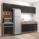 Ver imagem 2 de Cozinha Modulada 4 Peças Balcão com Pia 160cm Andréia Amêndoa/preto - Ajl Móveis