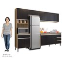 Ver imagem 5 de Cozinha Modulada 4 Peças Balcão com Pia 160cm Andréia Amêndoa/preto - Ajl Móveis