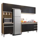Ver imagem 1 de Cozinha Modulada 4 Peças Balcão com Pia 160cm Andréia Amêndoa/preto - Ajl Móveis