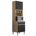 Ver mais imagens de Cozinha Modulada 4 Peças Balcão com Pia 160cm Andréia Amêndoa/preto - Ajl Móveis