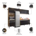 Ver imagem 3 de Cozinha Modulada 4 Peças Balcão com Pia 160cm Andréia Amêndoa/preto - Ajl Móveis
