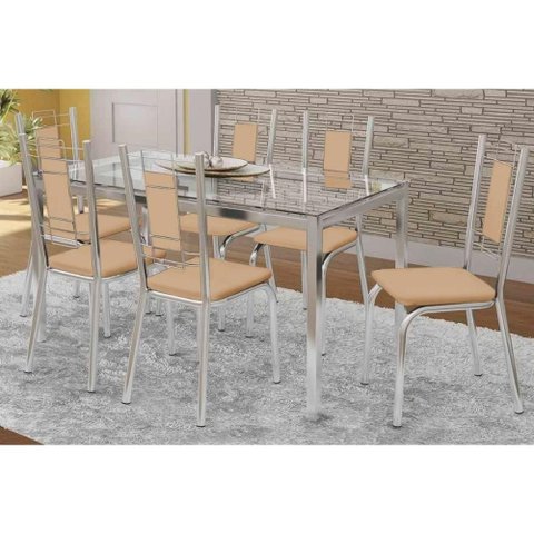 Mesa Cozinha Reno 150 + 6 Cad Florença Cromado Kappesberg