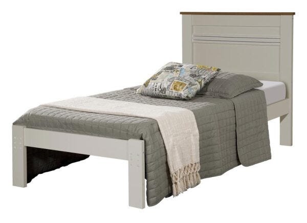 Cama de Solteiro Dallas II Off White com Madeira - Tebarrot Móveis - 1