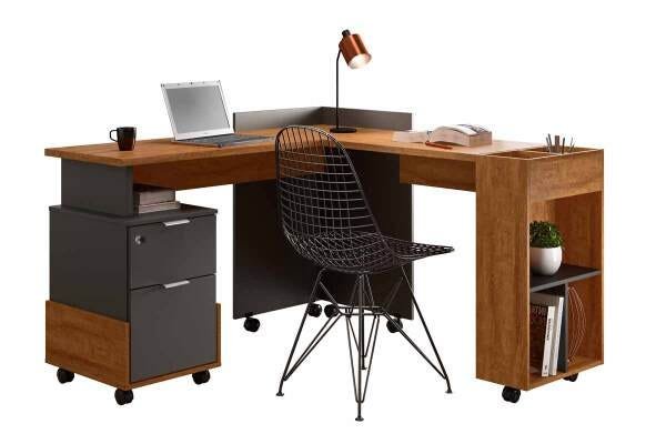 Mesa em L para Escritório Alessa Amêndoa com Chumbo é boa?