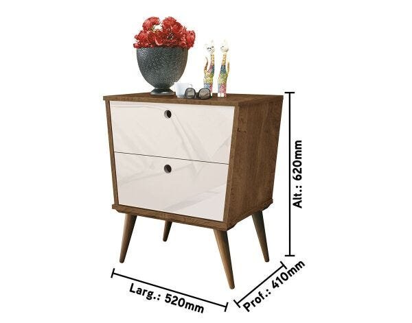 Mesa de Cabeceira Dream Naturale com Off White - Edn Móveis - 5