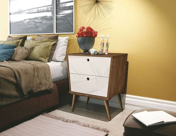 Mesa de Cabeceira Dream Naturale com Off White - Edn Móveis - 2