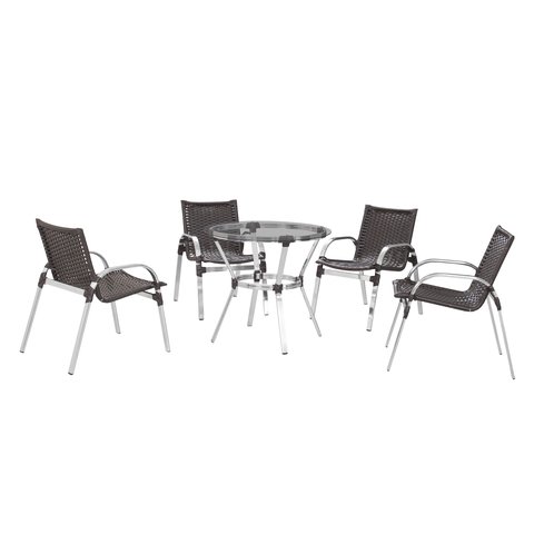 Conjunto Mesa com 4 Cadeiras Fibra Sintética Alumínio Área Externa Jardim Varanda
