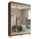 Ver imagem 2 de Guarda-Roupa Solteiro com Pés 4 Portas Batentes com Espelhos Rustic/Crema/Rustic Venus Madesa