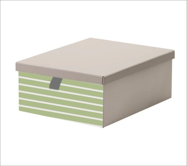 Caixa Organizadora Cinza Listras Verde Com Puxador - 2