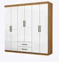 Ver imagem 2 de Guarda Roupa Solteiro 6 Portas 2 Gavetas 153cm Áries Cinamomo/Off White - Carioca Móveis