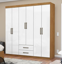 Ver imagem 1 de Guarda Roupa Solteiro 6 Portas 2 Gavetas 153cm Áries Cinamomo/Off White - Carioca Móveis