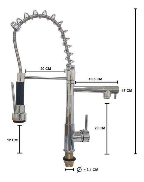 Torneira Gourmet Metal Monocomando 47cm Misturador Extensor - 3