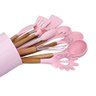 Jogo de Cozinha 12 Peças Silicone Madeira Concha Espatula Colher Escumadeira Talheres Conjunto Utens - 4