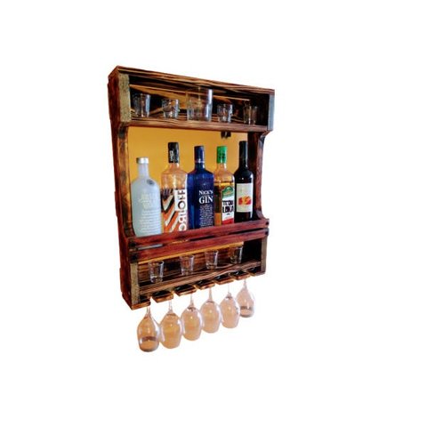 Barzinho Adega Parede Madeira Rústico com Suporte - Chimera Concepts