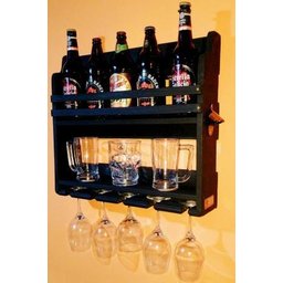 Barzinho Adega Parede cervejas Madeira preto Rústico com abridor - 2