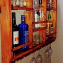 Ver imagem 2 de Barzinho Adega Parede Madeira Rústico com LED Azul (Cor Verniz) - Chimera Concepts