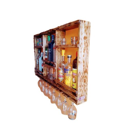 Barzinho Adega Parede Madeira Rústico com Suporte - Chimera Concepts