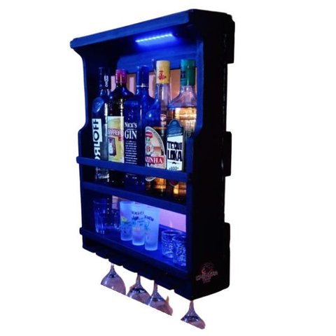 Barzinho Adega Parede Madeira Rústico com Led - Chimera Concepts