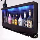 Ver imagem 1 de Barzinho Adega Parede Madeira Rústico 8 Garrafas Preto com LED Azul - Chimera Concepts