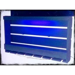 Barzinho Adega Parede Madeira Rústico 8 Garrafas Preto com LED Azul - Chimera Concepts - 2