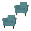 Ver imagem 1 de Jogo 2 Poltronas Decorativas Para Sala de Espera Classic Suede Azul Turquesa - LM DECOR
