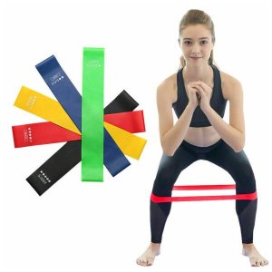Kit 5 Faixas Elasticas Mini Band Exercicios em Casa Extensor Academia Yoga Pilates Fitness Crossfit