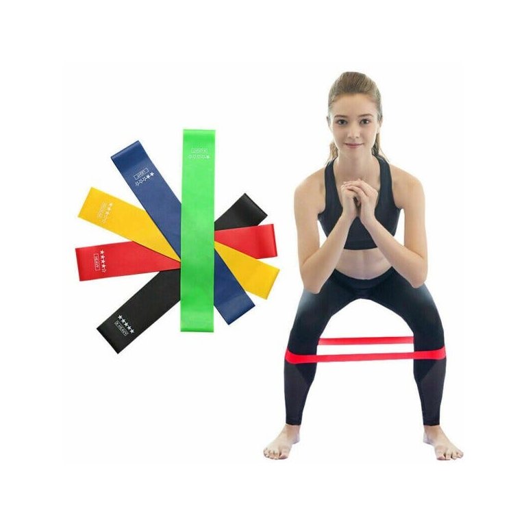 Kit 5 Faixas Elasticas Mini Band Exercicios em Casa Extensor Academia Yoga Pilates Fitness Crossfit