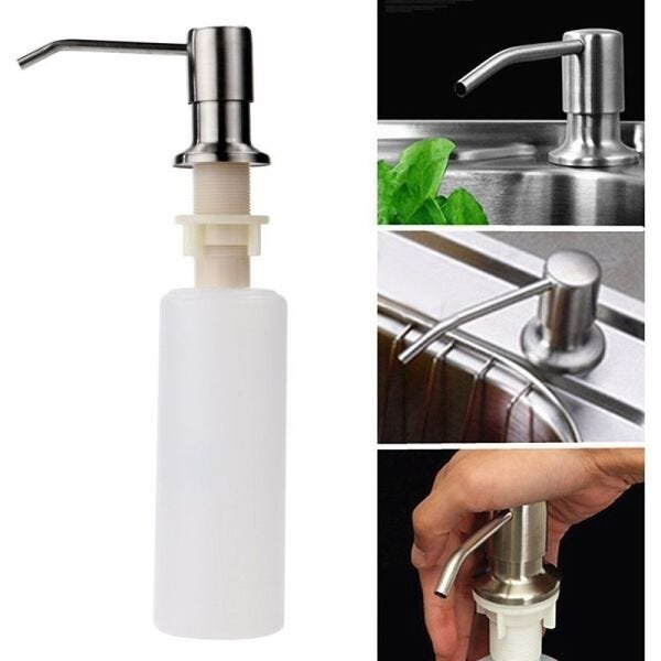 Dispenser Dosador Sabão Embutir Pia Detergente Sabonete Liquido Escovado Cozinha Banheiro - 1