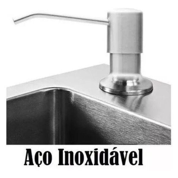 Dispenser Dosador Sabão Embutir Pia Detergente Sabonete Liquido Escovado Cozinha Banheiro - 8