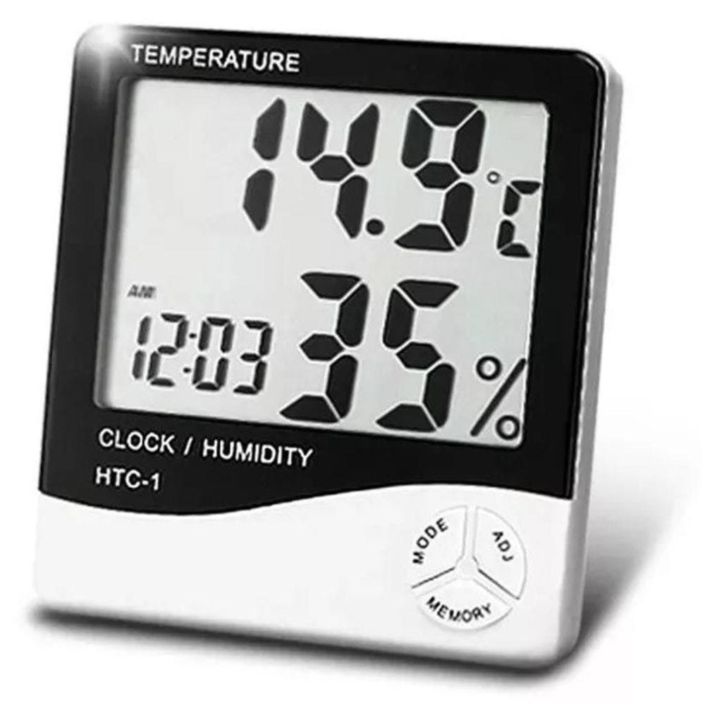 Termo Higrometro Relógio Medidor de Temperatura Digital Humidade de Mesa (56192/1928) - 3