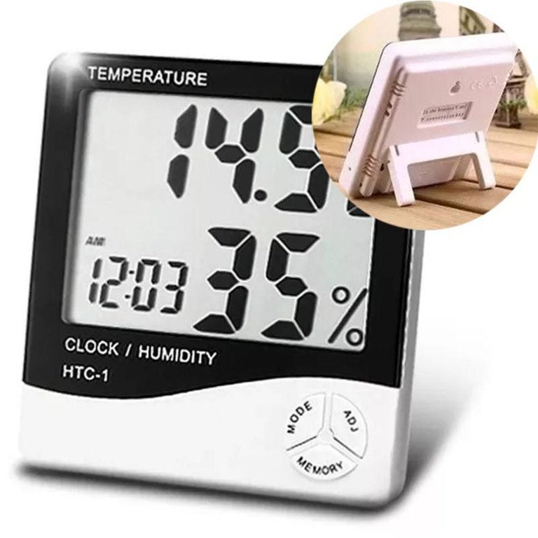 Termo Higrometro Relógio Medidor de Temperatura Digital Humidade de Mesa (56192/1928)