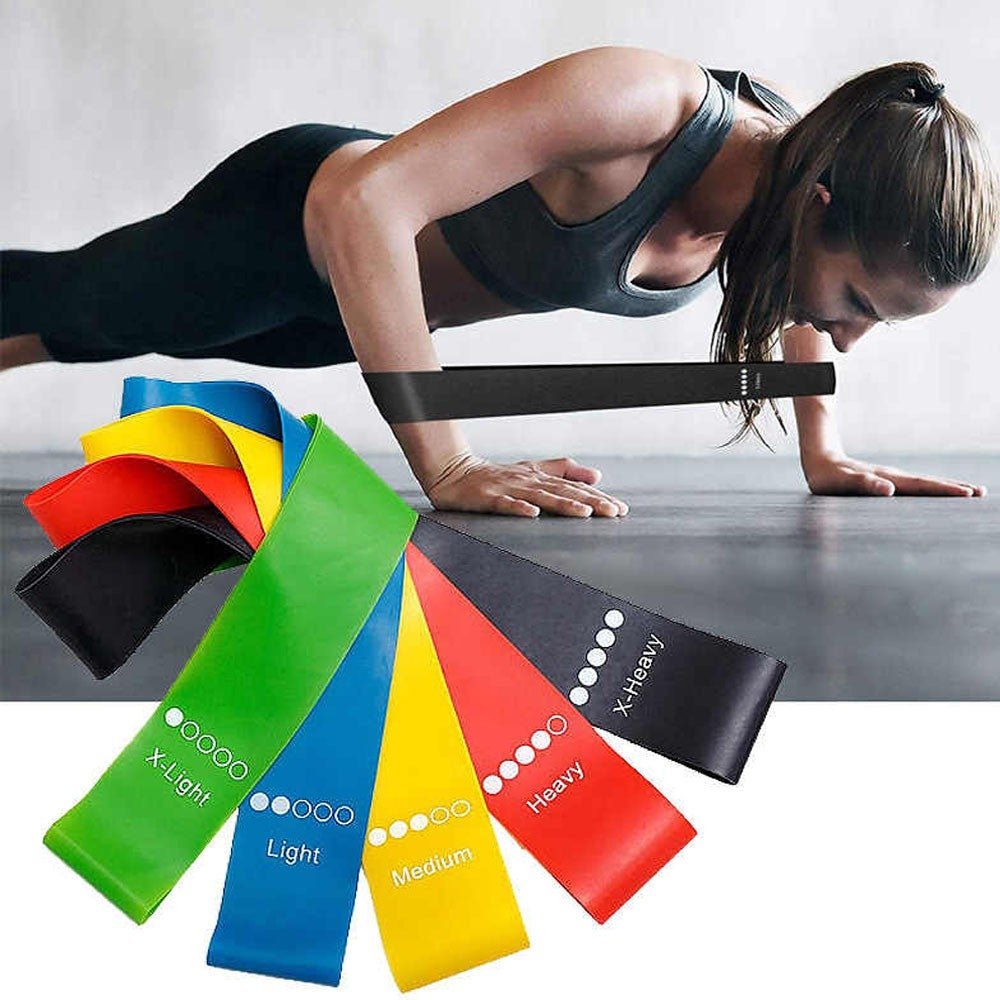 Kit 5 Faixas Elasticas Exercicios em Casa Extensor Mini Band Academia Yoga Pilates Fitness Crossfit - 6